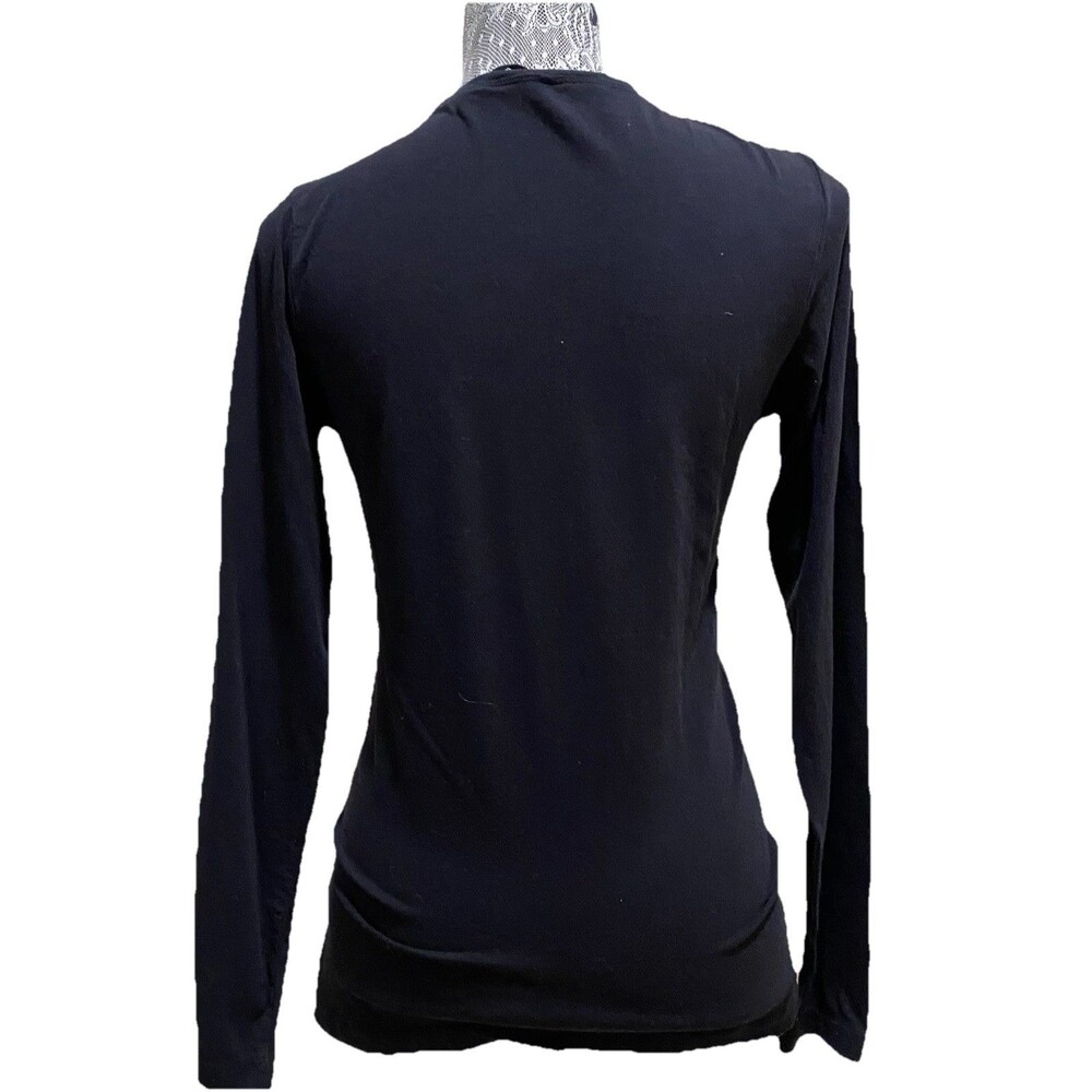 ISDA & CO Peace Sign Graphic Long Sleeve Black Metallic Foil Stretch Top XS - Picture 6 of 15